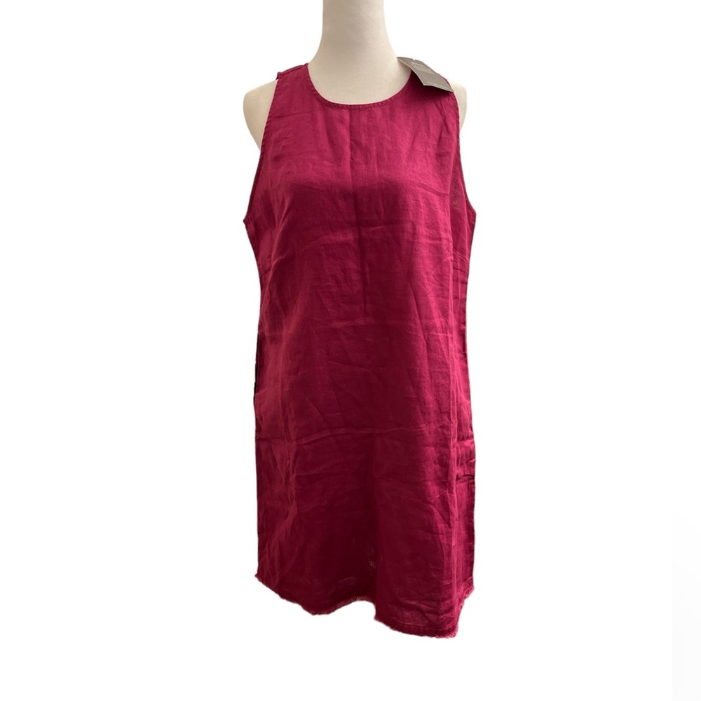 Garnet Hill Linen Fringe Hem Coastal Lagenlook Dress